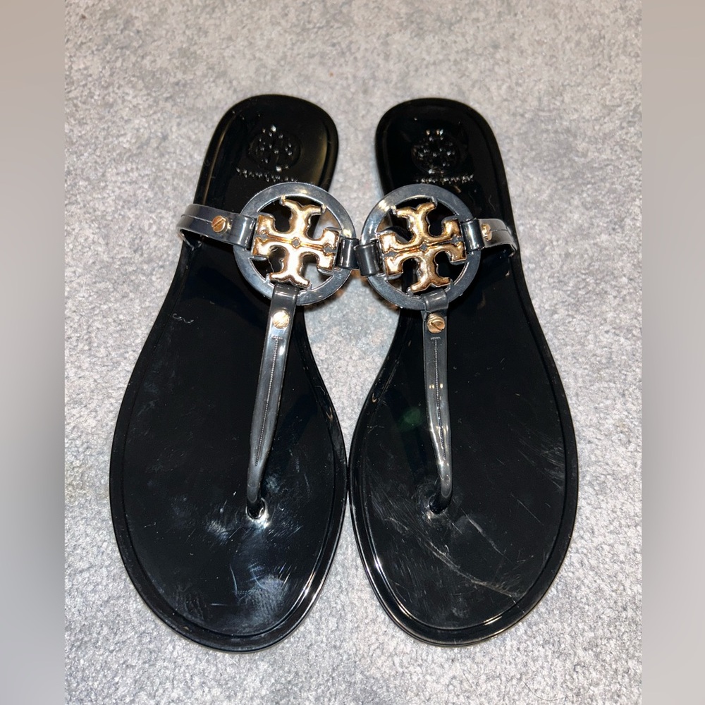 COPY - - Tory Burch black  Sandals 🩴 gold logo size 8